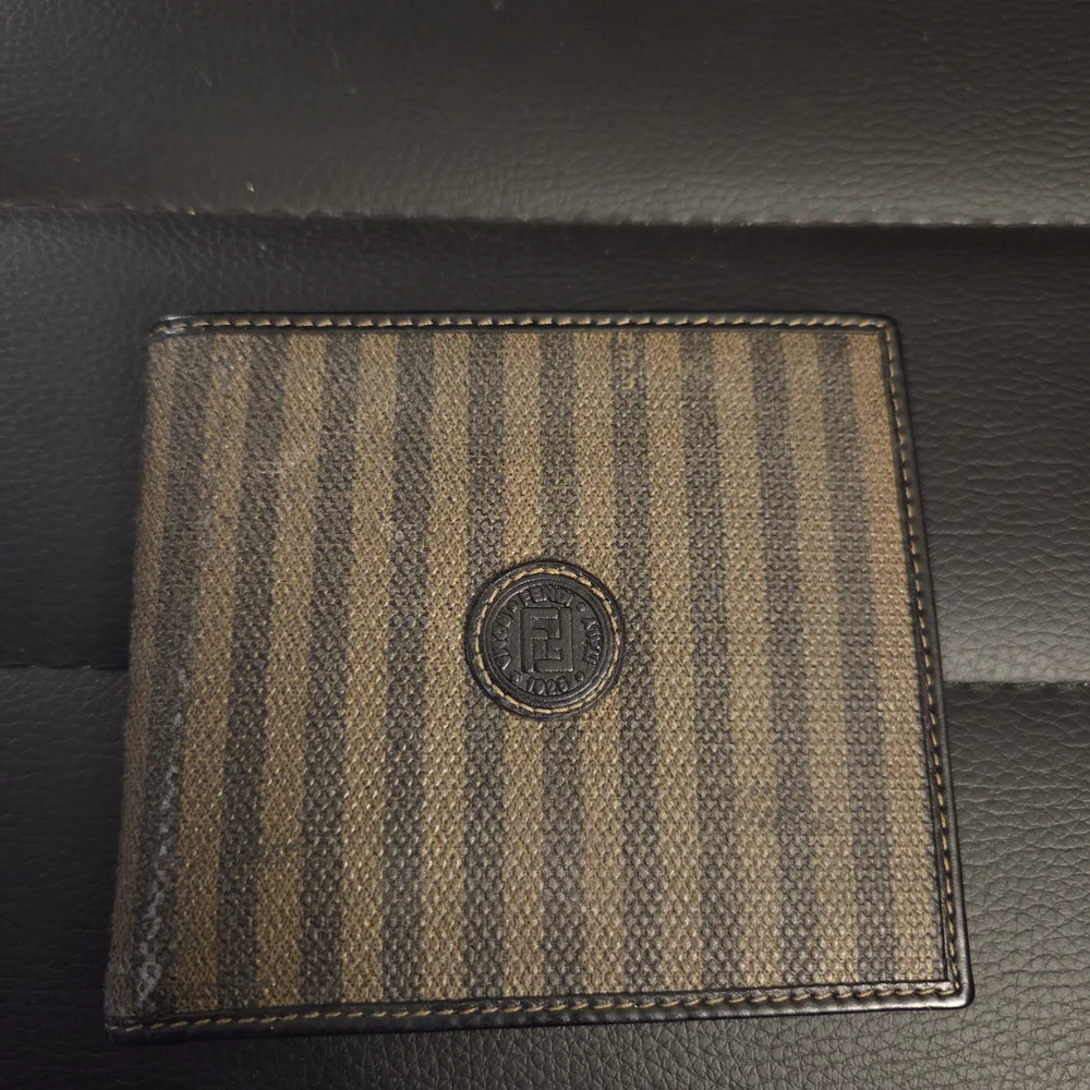 Vintage Fendi Pequin Stripe Bifold Wallet.